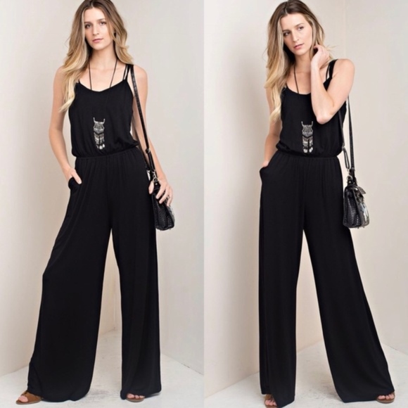 Glamvault Pants - LAST// Sleeveless Wide Leg Jumpsuit